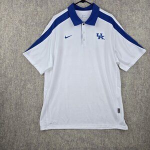 Nike Dri-Fit XL Polo Shirt UK Logo White & Blue Short Sleeve